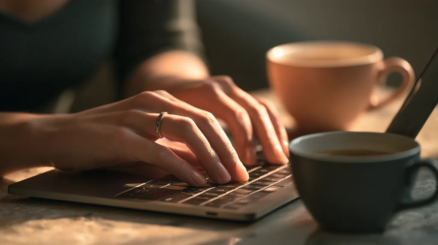 Hands completing a Cashera personal loan application on a laptop