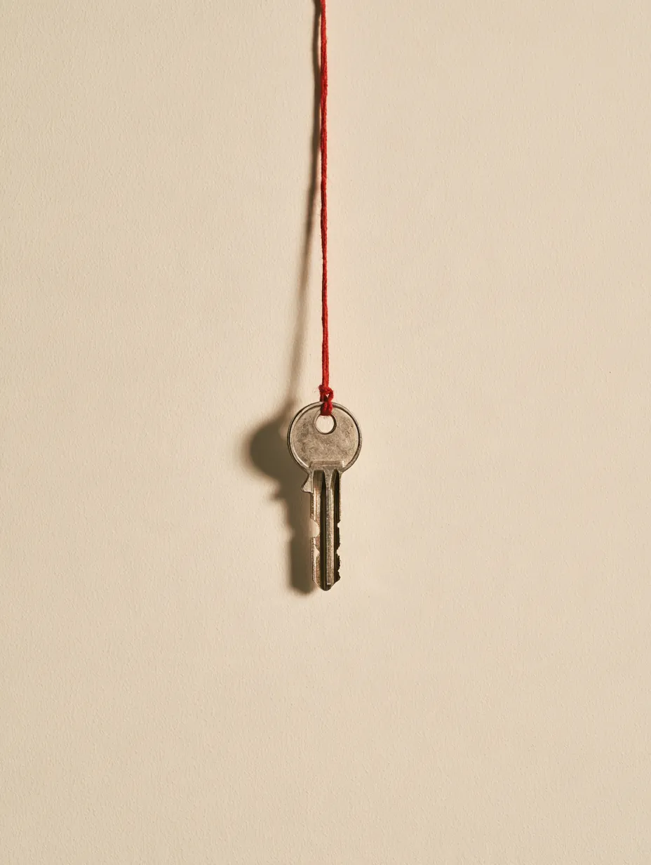 Door key on a red string representing one request unlocking multiple lender responses