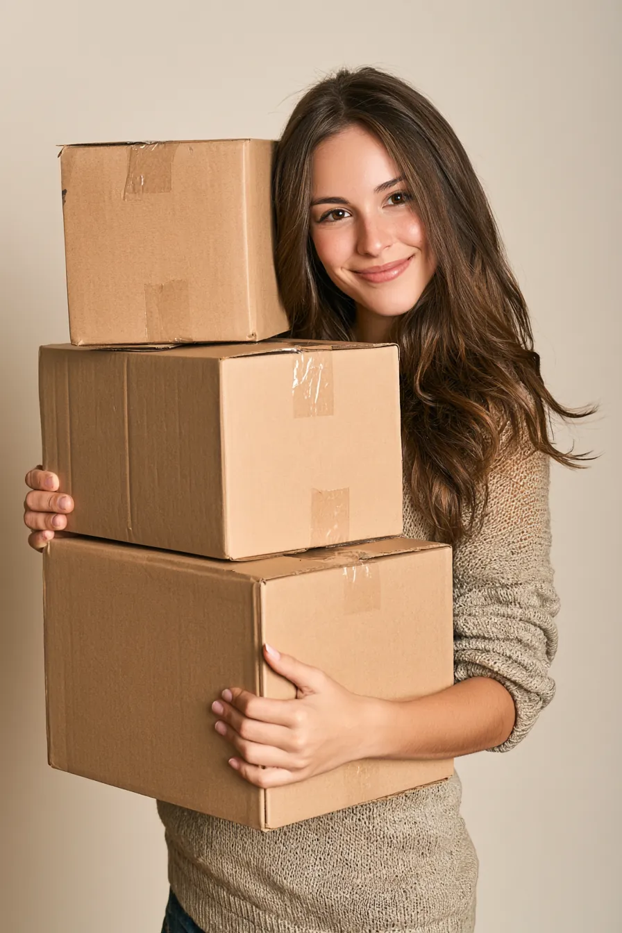Woman carrying moving boxes, starting a new chapter funded by a personal loan