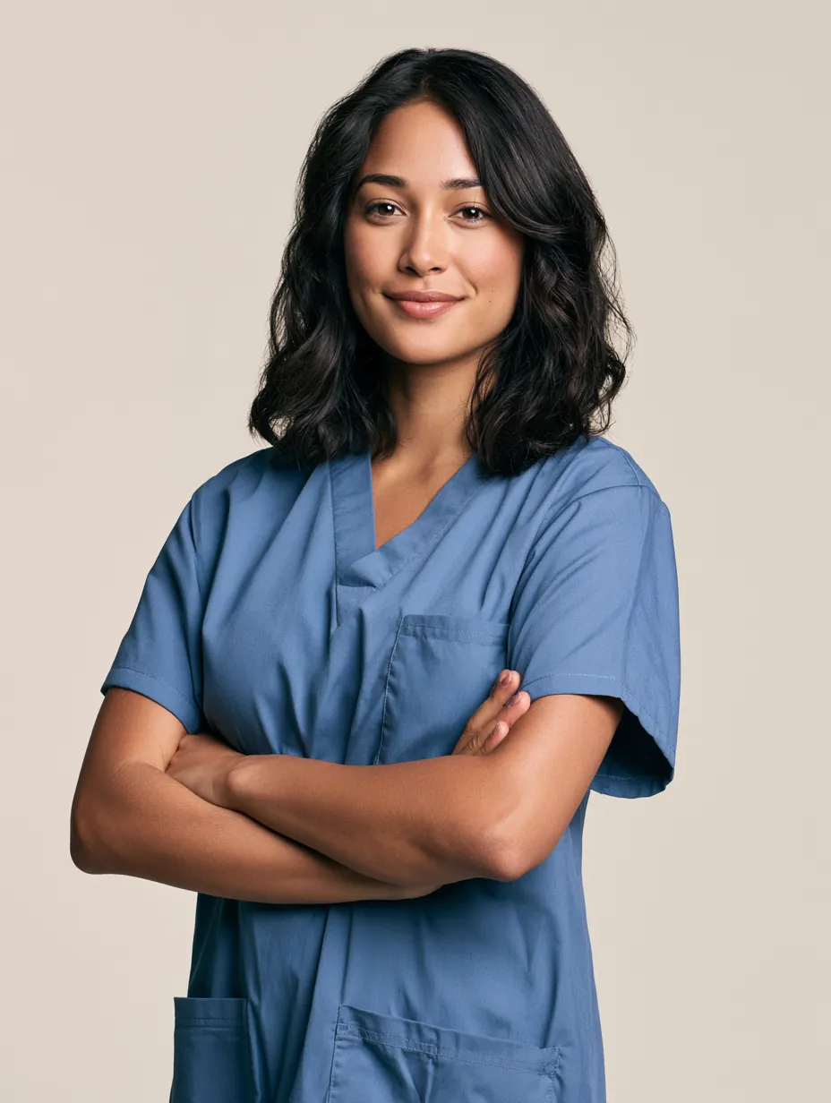 Nurse in scrubs who used a personal loan to cover certification costs