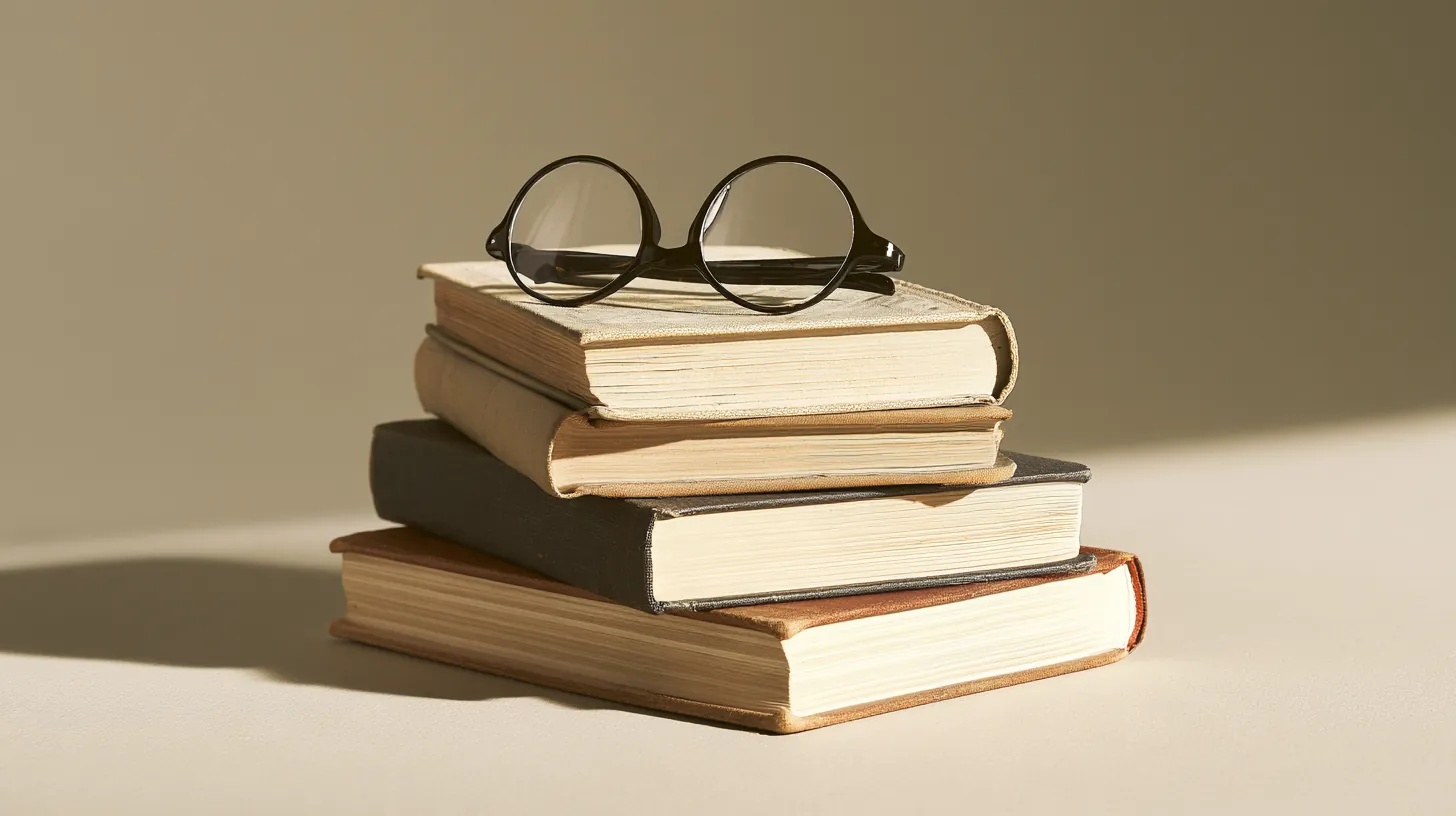 Reference books and reading glasses for the personal loan glossary