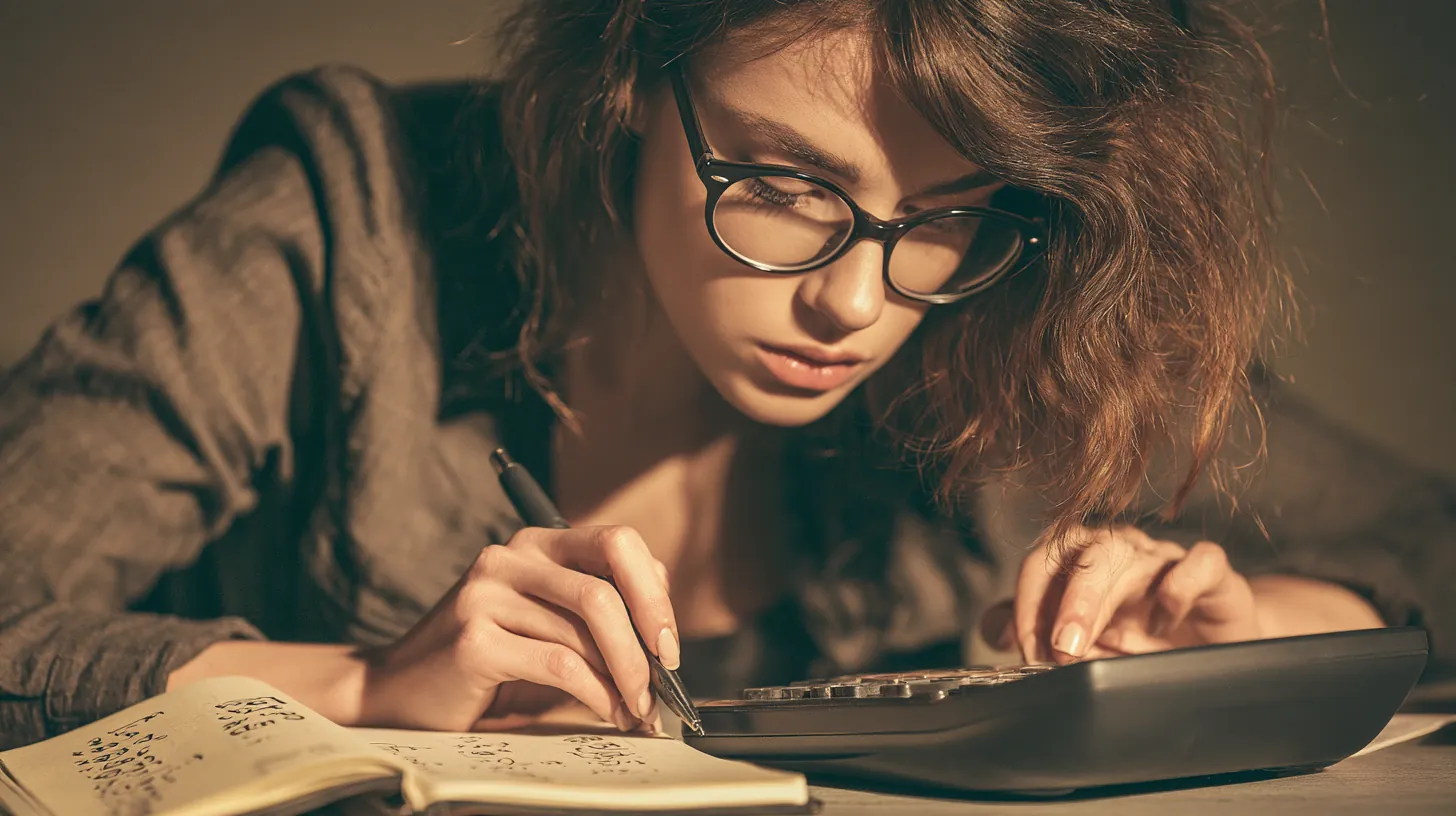 Woman using a calculator to estimate a personal loan payment