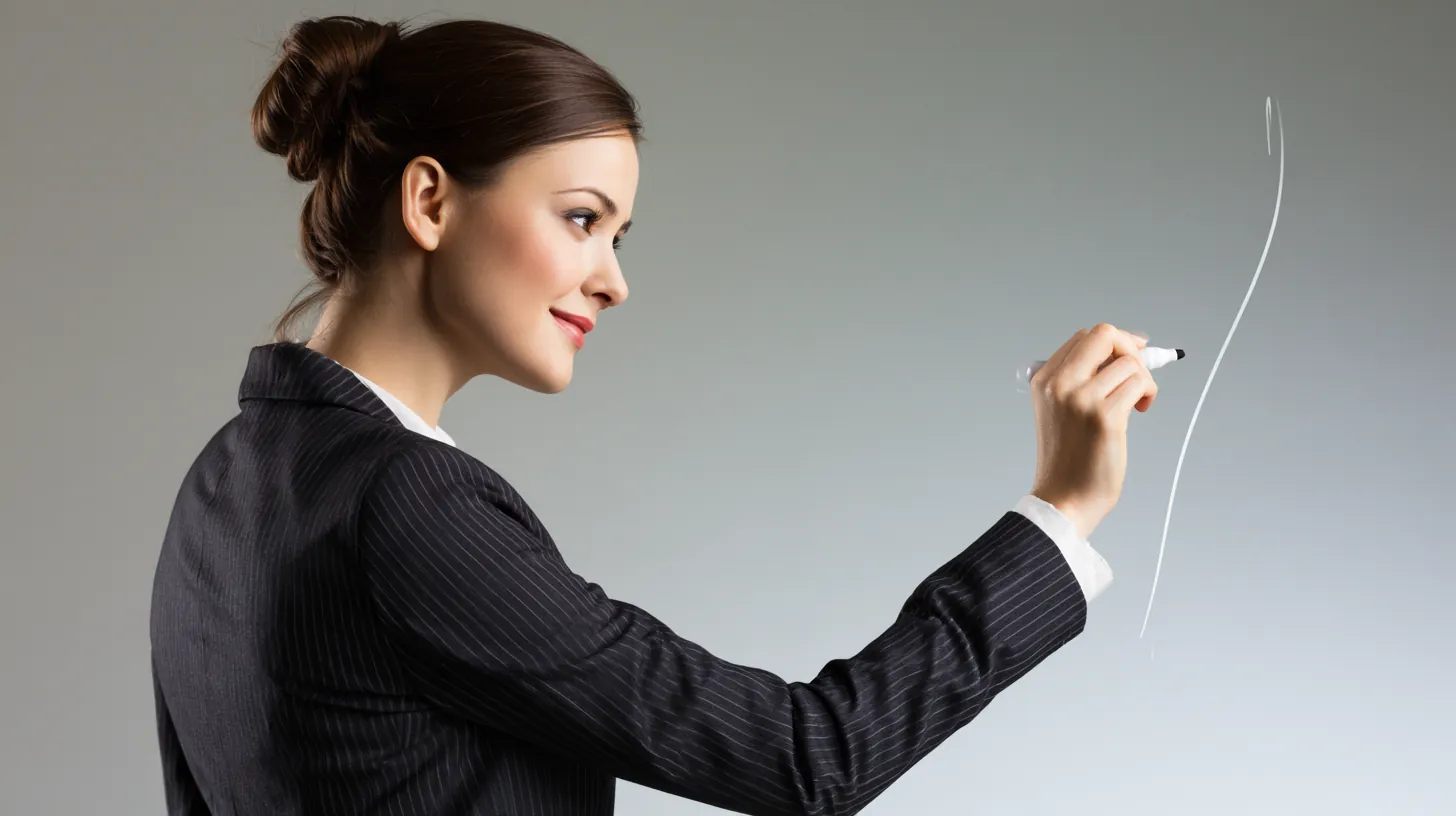 Businesswoman drawing a rate curve while comparing personal loan APRs